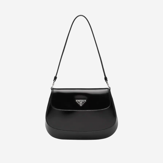 luxury-brand-prada-cleo-brushed-leather-shoulder-bag-with-flap-black